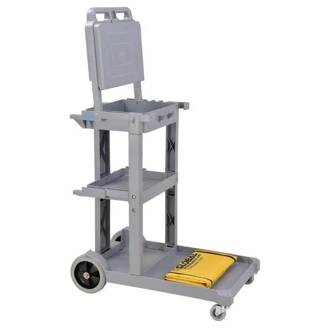 Alt view image 6 of 6 - Janitor Cart Gray with 25 Gallon Vinyl Bag