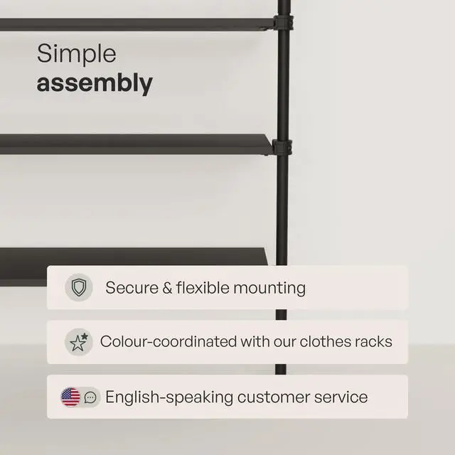 Alt view image 5 of 6 - Adjustable Closet Organizer Shelf Board Black 36 x 12 Inch 3 Piece Set Wardrobe Shelf Board for Open Closet System Scratch Resistant Easy Assembly Made in Canada
