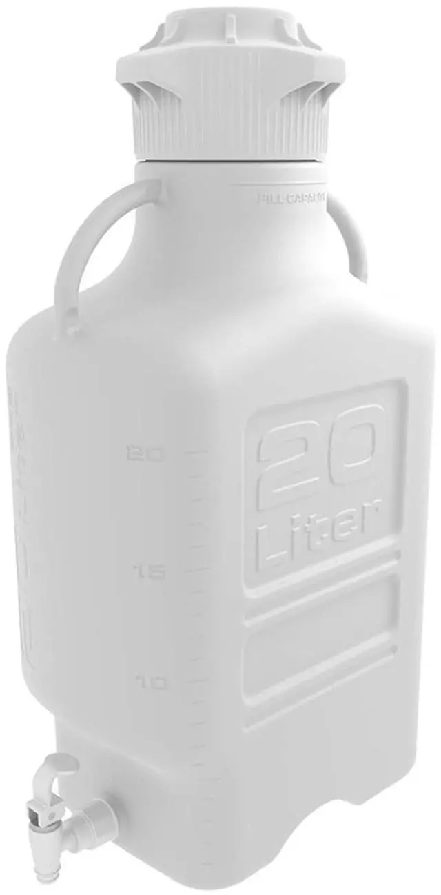 Main image of EZgrip 20L (5 Gal) HDPE Space Saving Carboy with Leakproof Spigot, Wide Mouth 120mm VersaCap and 26.5L Max Capacity