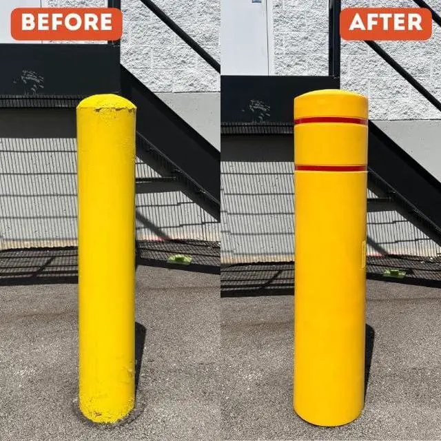 Alt view image 4 of 6 - BollardGard 7" x 72" Round Top Bollard Cover Packs - (Steel Blue, 2-Pack)