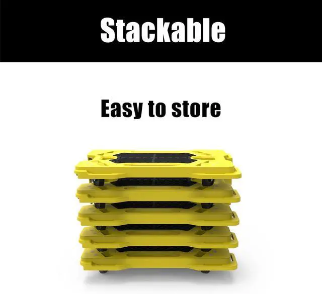 Alt view image 5 of 6 - 4 Pack Connectable Moving Dolly, Sturdy Plastic Cart with 3" Swivel Casters and Anti-Slip Surface, 330 Pound Capacity, Yellow