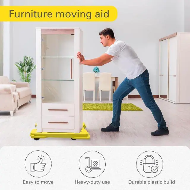 Alt view image 6 of 6 - 4 Pack Connectable Moving Dolly, Sturdy Plastic Cart with 3" Swivel Casters and Anti-Slip Surface, 330 Pound Capacity, Yellow