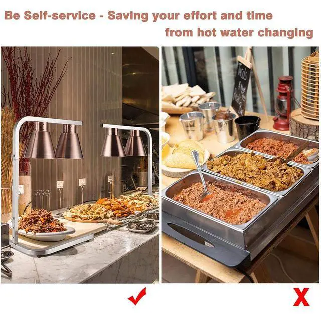 Alt view image 4 of 6 - Commercial Heat Lamp Free Standing Food Warmer 2-Bulb Countertop Buffet Food Court Restaurants