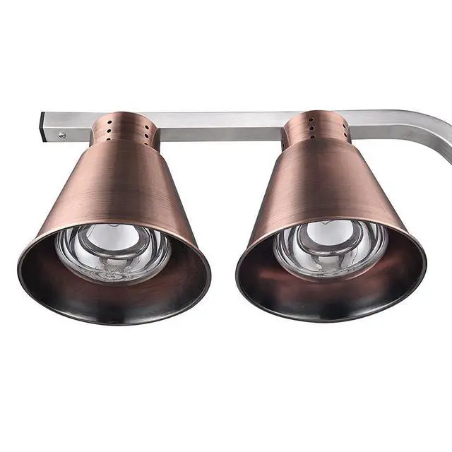 Alt view image 6 of 6 - Commercial Heat Lamp Free Standing Food Warmer 2-Bulb Countertop Buffet Food Court Restaurants