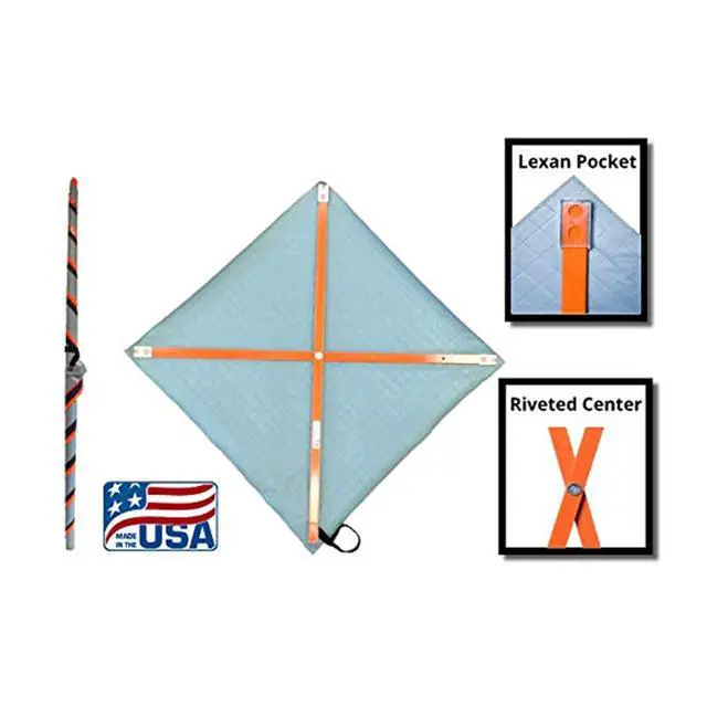 Alt view image 2 of 4 - 48" Reflective Super Bright Fluorescent Orange Roll-Up Warning Sign, 48" Width x 48" Length, 5/16"x1/4" Baton(Ribs), 4 Lexan Pockets UTILITY WORK AHEAD W21-7