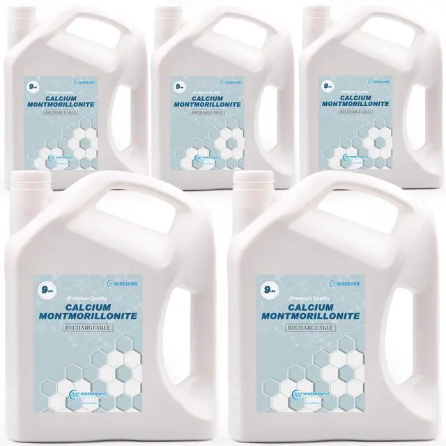 Main image of 45 LBS Desiccant Calcium Montmorillonite, Rechargeable Dessicant Dehumidifiers Desiccant Moisture Absorber, 5 Pack of 9 LBS
