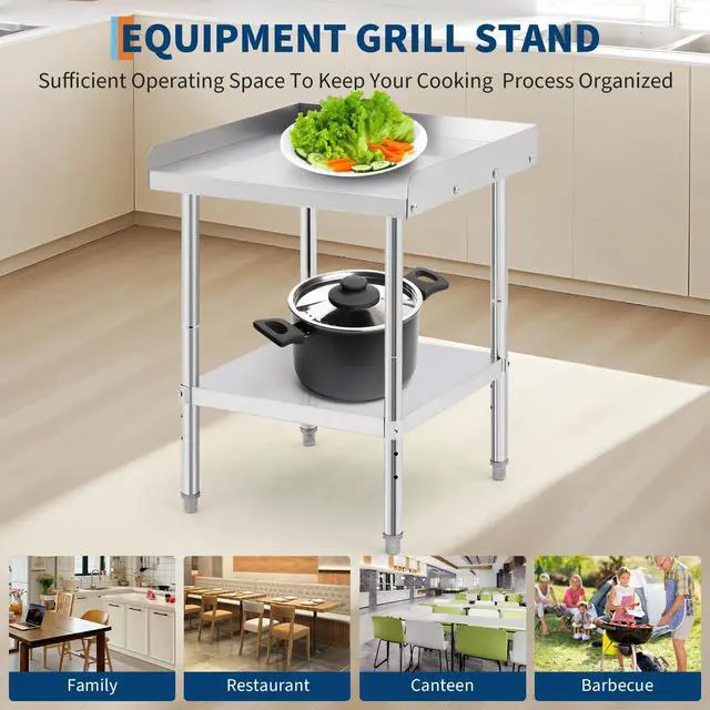 Alt view image 6 of 6 - Stainless Steel Grill Stand Table - 24x30x30 Inches, 660 LBS Heavy-Duty Capacity, NSF Certified, with 2" Edge Baffle for Home, Commercial Restaurant Kitchen, Hotel