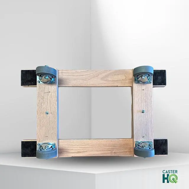 Alt view image 5 of 6 - Made in USA Solid Oak H-Frame Furniture Dolly by - 18x30 Inch, Non-Slip Grip, 4-Inch Thermo Rubber Wheels, 960 lbs Load Capacity - Premium Moving Dolly for Heavy Furniture