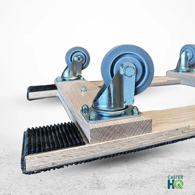 Alt view image 6 of 6 - Made in USA Solid Oak H-Frame Furniture Dolly by - 18x30 Inch, Non-Slip Grip, 4-Inch Thermo Rubber Wheels, 960 lbs Load Capacity - Premium Moving Dolly for Heavy Furniture