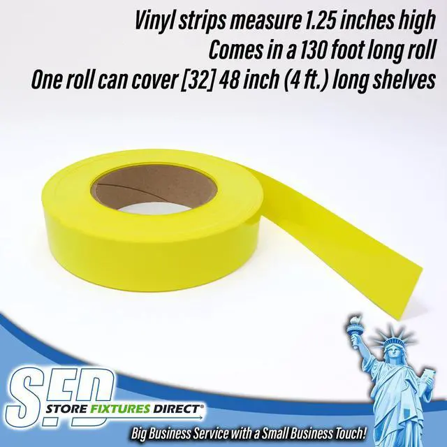 Alt view image 3 of 6 - Decorative Gondola Shelving Vinyl Insert for Ticket Channel 130 FT. x 1.25 in. - 10 Pack - Yellow