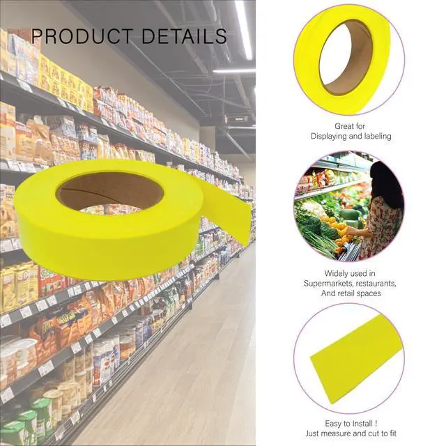 Alt view image 4 of 6 - Decorative Gondola Shelving Vinyl Insert for Ticket Channel 130 FT. x 1.25 in. - 10 Pack - Yellow