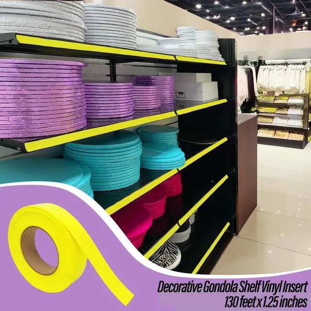 Alt view image 5 of 6 - Decorative Gondola Shelving Vinyl Insert for Ticket Channel 130 FT. x 1.25 in. - 10 Pack - Yellow