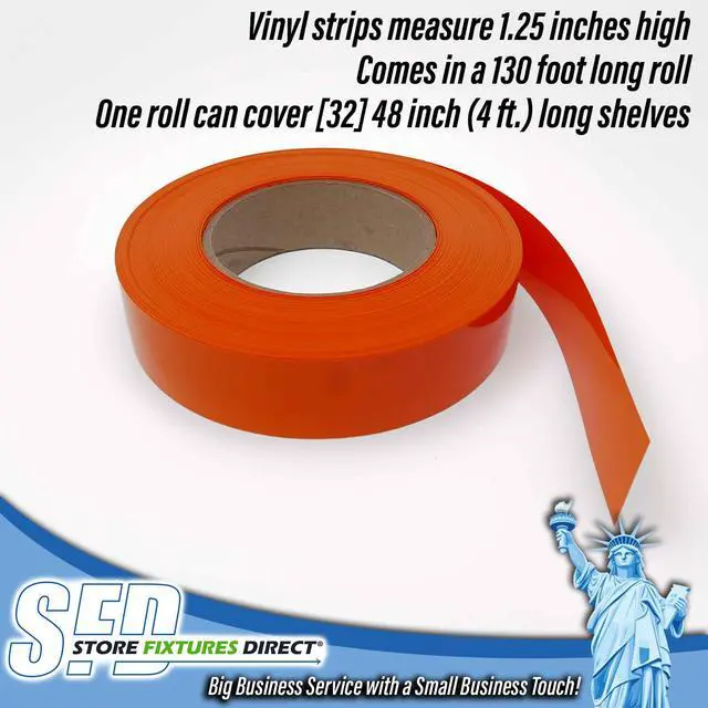 Alt view image 3 of 6 - Decorative Gondola Shelving Vinyl Insert for Ticket Channel 130 FT. x 1.25 in. - 10 Pack - Orange