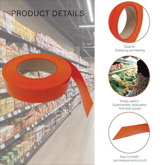 Alt view image 4 of 6 - Decorative Gondola Shelving Vinyl Insert for Ticket Channel 130 FT. x 1.25 in. - 10 Pack - Orange