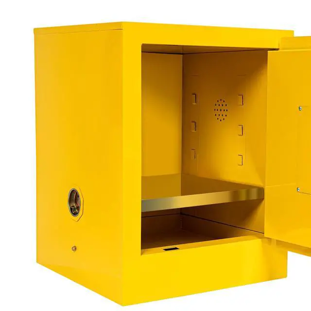 Alt view image 5 of 6 - 4 Gal Flammable Safety Cabinet with Adjustable Shelf | Yellow steel construction, Fire-Resistant & Leakproof, For Garage & Home Workshops
