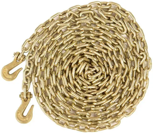 Main image of Grade 70 Transport Chain with Clevis Grab Hooks, 5/16 Inch x 25 Foot Load Chain, Easily Secure Heavy Loads to A Truck Or Flatbed Trailer, 4,700 Pound Working Load Limit