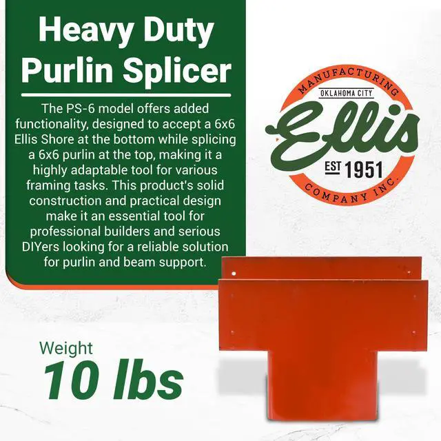 Alt view image 2 of 6 - Manufacturing Company Purlin Splicer - Smooth Connection for Purlins and Shores - Ideal for Building Temporary Supports - 6x6