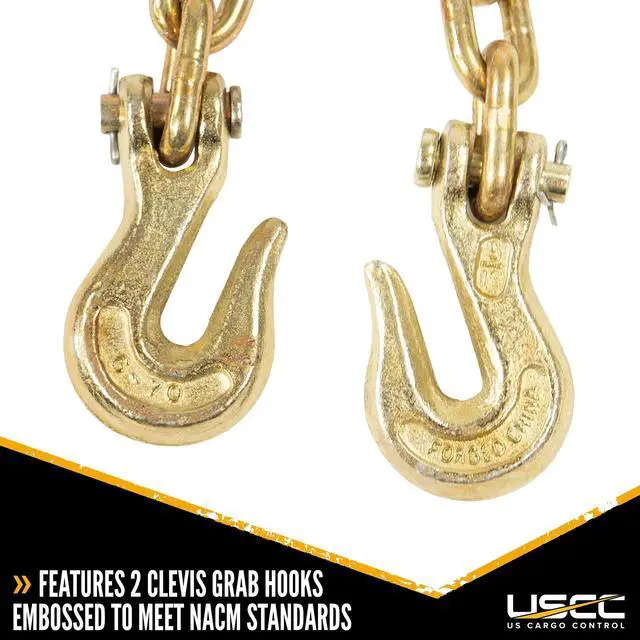 Alt view image 3 of 6 - Grade 70 Transport Chain with Clevis Grab Hooks, 5/16 Inch x 16 Foot Load Chain, Easily Secure Heavy Loads to A Truck Or Flatbed Trailer, 4,700 Pound Working Load Limit