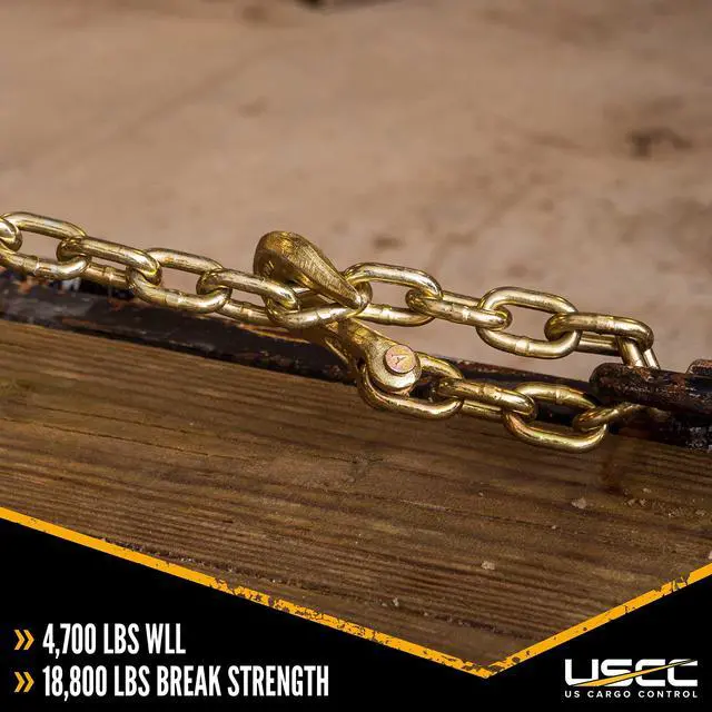 Alt view image 6 of 6 - Grade 70 Transport Chain with Clevis Grab Hooks, 5/16 Inch x 16 Foot Load Chain, Easily Secure Heavy Loads to A Truck Or Flatbed Trailer, 4,700 Pound Working Load Limit