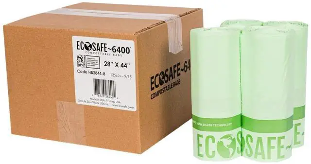 Main image of 6400 HB2844-8 Certified Compostable Bag - 28x44" Green Bags for 23 Gallon Bin - Extra Strong Leak, Puncture and Tear Resistant Food Scraps Bin Liners, Pack of 135