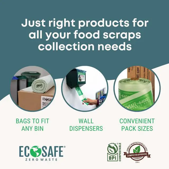 Alt view image 6 of 6 - 6400 HB2844-8 Certified Compostable Bag - 28x44" Green Bags for 23 Gallon Bin - Extra Strong Leak, Puncture and Tear Resistant Food Scraps Bin Liners, Pack of 135