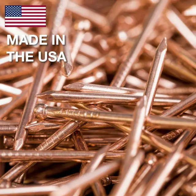 Alt view image 5 of 5 - (1000-Pack) 1 Inch Copper USA MADE Nails Roofing Finish - Solid Pure Copper Slate Spikes Flashing Furniture Boat - Highest Quality Nails (1000)