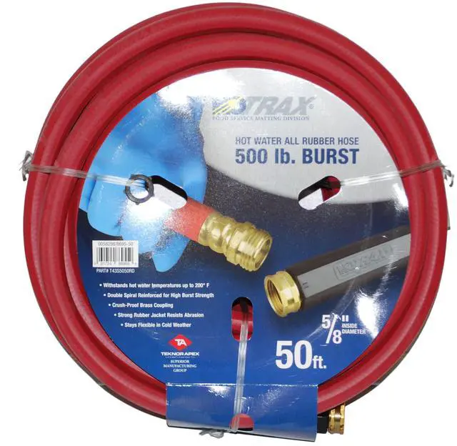 Main image of 50' x 5/8" dia. Red Rubber Hot Water Hose