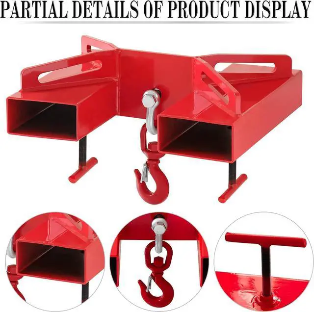 Alt view image 3 of 6 - Forklift Lifting Hook, 6600lbs Capacity Forklift Lifting Hoist,Forklift Lifting Hook Attachment, Hoist with Swivel Hook and 2PCS T-Bolts Red Forklift Mobile Crane Hook