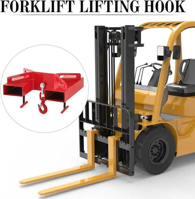 Alt view image 5 of 6 - Forklift Lifting Hook, 6600lbs Capacity Forklift Lifting Hoist,Forklift Lifting Hook Attachment, Hoist with Swivel Hook and 2PCS T-Bolts Red Forklift Mobile Crane Hook