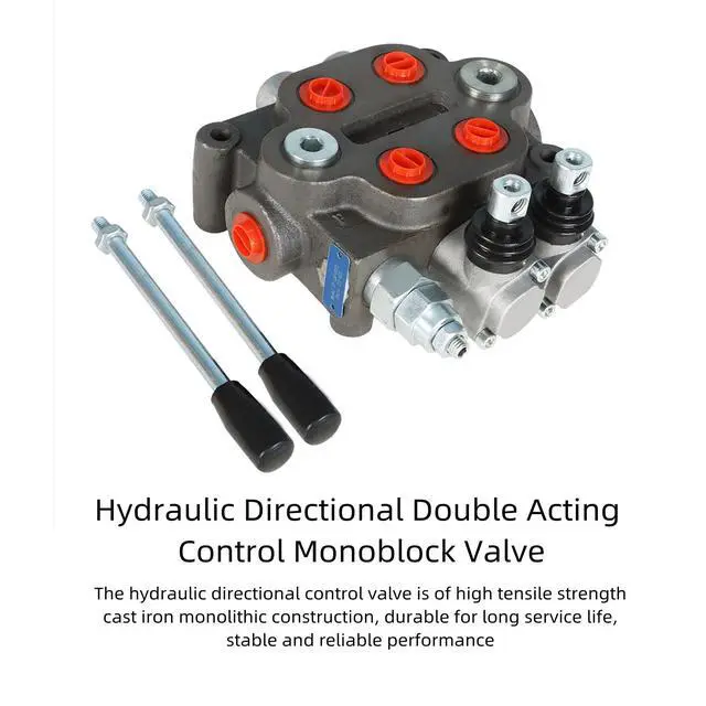 Alt view image 3 of 6 - Hydraulic Directional Double Acting Control Monoblock Valve, 2 Spool 25GPM BSPP Ports Hydraulic Directional Control Valve 3000 PSI Fit for Small Tractors Loaders Etc