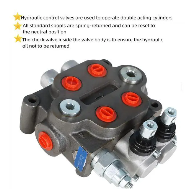 Alt view image 6 of 6 - Hydraulic Directional Double Acting Control Monoblock Valve, 2 Spool 25GPM BSPP Ports Hydraulic Directional Control Valve 3000 PSI Fit for Small Tractors Loaders Etc