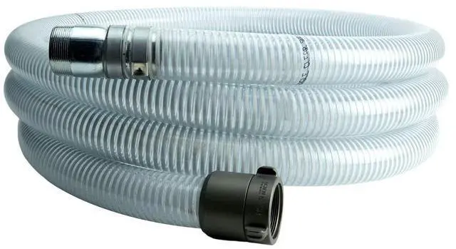 Main image of Suction Pump Hose - 1.5" x 20' - Made in USA - White/Clear PVC & Aluminum