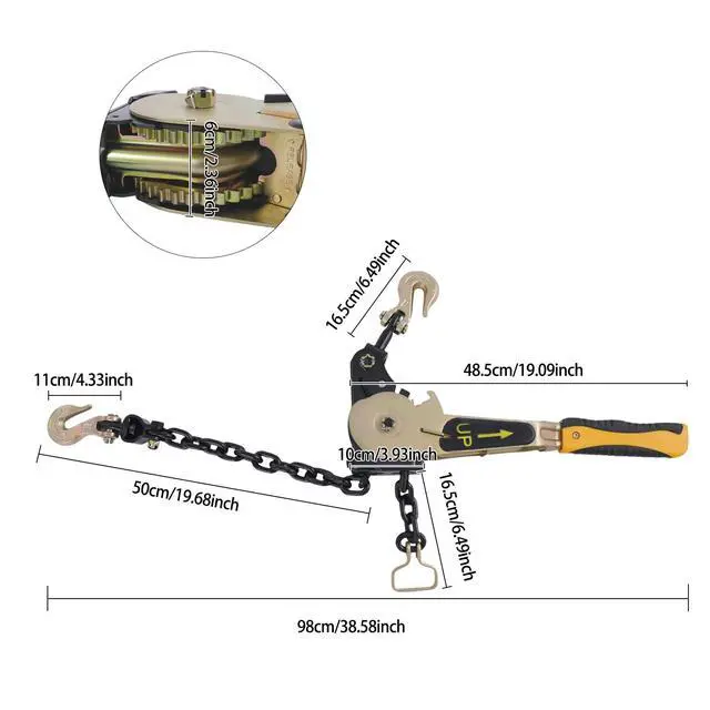 Alt view image 5 of 6 - EZ Ratchet Chain Binder 3/8-1/2 '' 6600lbs G70 Grab Hook Heavy Duty Tie Down Hauling Chain Binders Easy Ratcheting Chain Load Binder for Flatbed Trailers Trucks Vehicles