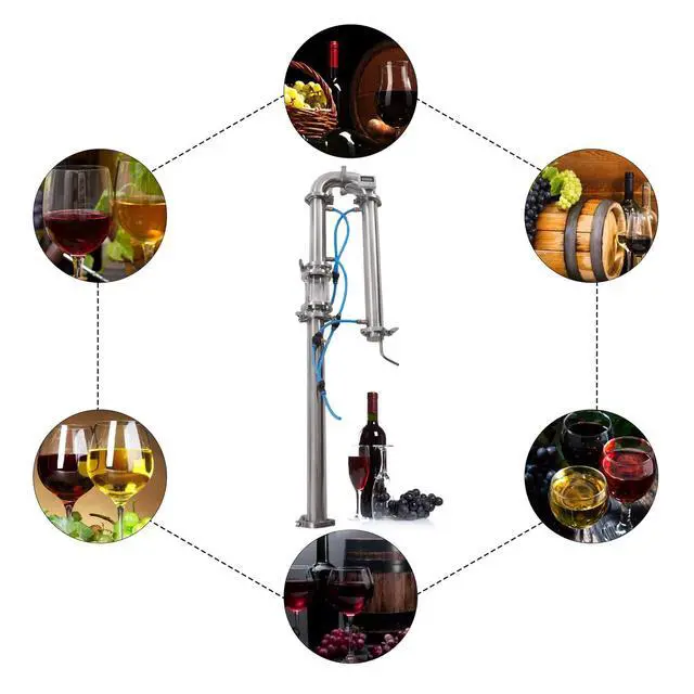 Alt view image 4 of 6 - New Tubular Distiller Still Tower, 2'' Domestic Brewing Equipment with Sight Glass Copper Mesh for Brewing Wines