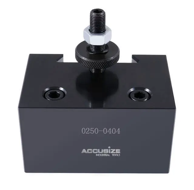 Main image of Accusize Quick Change Tool Post Set, CA, 1" Boring Bar Holder, 0250-0404 | Fits CA Tool Posts, Holds 1" and 1-1/4" Boring Bars, Steel, Split Bushing, L1 2.663"