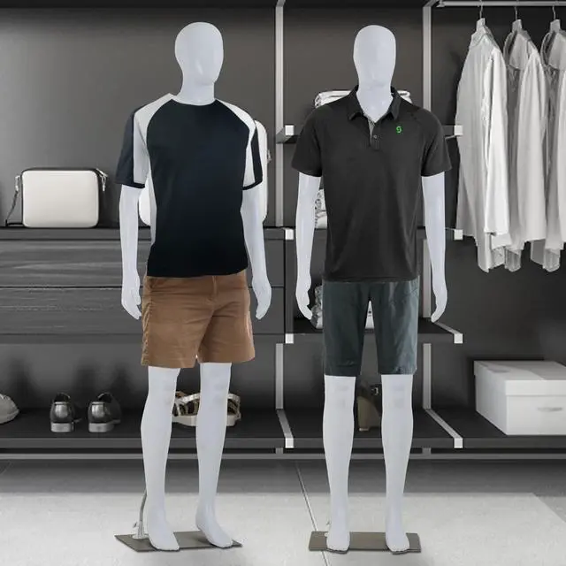 Alt view image 2 of 6 - Male Mannequin Full Body 73" High Adjustable Realistic Manikin Torso with Metal Base for Display Men, Plastic Head Turns Poseable Mannequin Stand, White