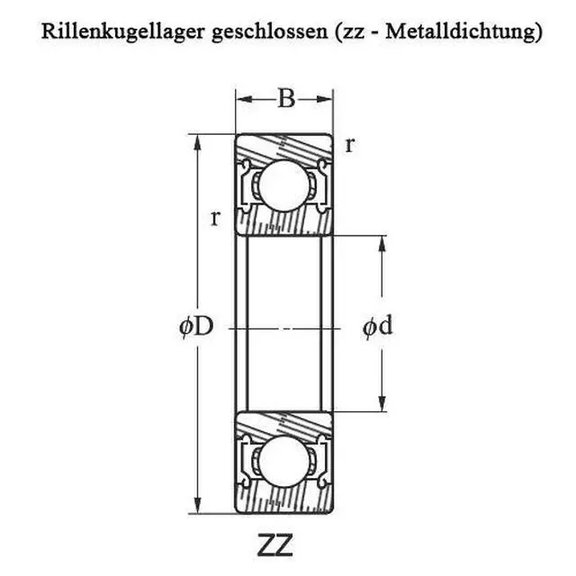 Alt view image 2 of 3 - 6311-ZZ C3- Shielded Radial Ball Bearing- 55x120x29 mm