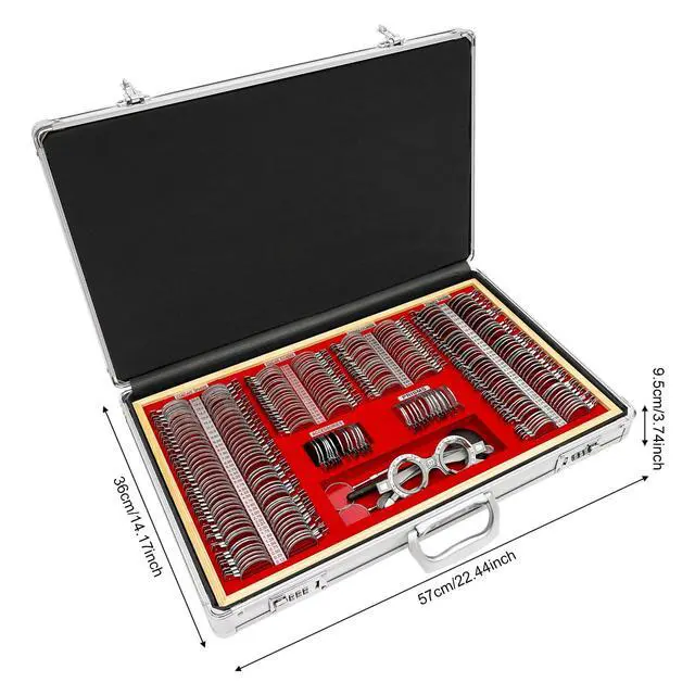 Alt view image 2 of 6 - 266Pcs Optometry Rim Case Kit, Precise Optical Trial Lens Set Metal Rim Optometry Box Kit with Optometry Test Trial Frame, Professional Eye Protection Accessories Set, 22.4 * 14.2 * 3.7Inch
