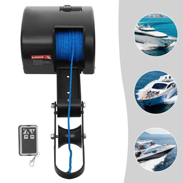 Alt view image 3 of 6 - Boat Anchor 12V Marine Boat Electric Anchor Winch Electric Boat Anchor Winch with Remote Control, Anchors Up to 25lbs/35lbs/45lb,White/Black