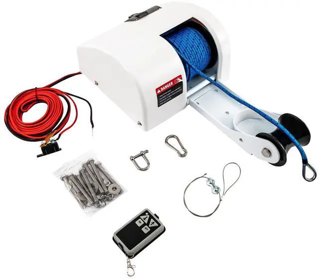 Main image of Boat Anchor 12V Marine Boat Electric Anchor Winch Electric Boat Anchor Winch with Remote Control, Anchors Up to 25lbs/35lbs/45lb,White/Black
