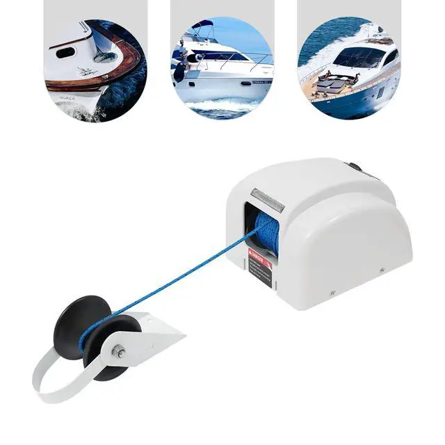 Alt view image 2 of 6 - Boat Anchor 12V Marine Boat Electric Anchor Winch Electric Boat Anchor Winch with Remote Control, Anchors Up to 25lbs/35lbs/45lb,White/Black
