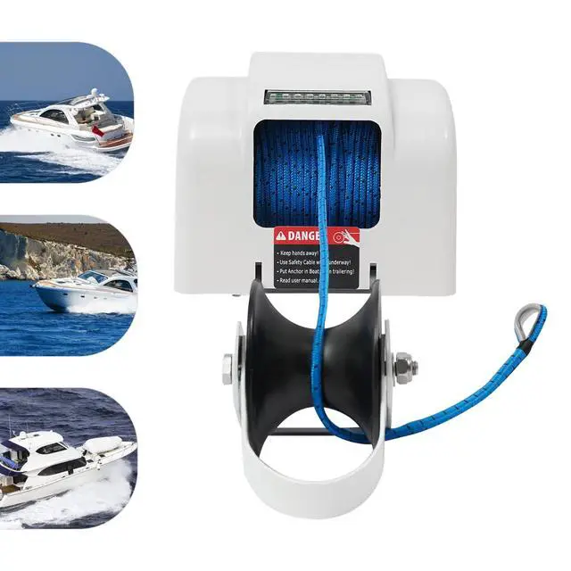 Alt view image 4 of 6 - Boat Anchor 12V Marine Boat Electric Anchor Winch Electric Boat Anchor Winch with Remote Control, Anchors Up to 25lbs/35lbs/45lb,White/Black