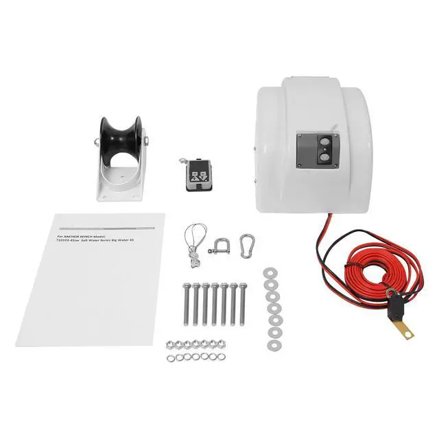 Alt view image 5 of 6 - Boat Anchor 12V Marine Boat Electric Anchor Winch Electric Boat Anchor Winch with Remote Control, Anchors Up to 25lbs/35lbs/45lb,White/Black