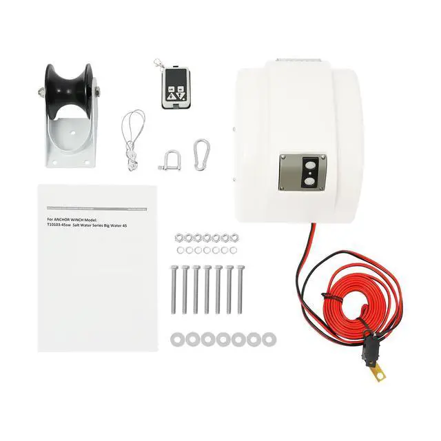 Alt view image 5 of 6 - Boat Anchor 12V Marine Boat Electric Anchor Winch Electric Boat Anchor Winch with Remote Control, Anchors Up to 25lbs/35lbs/45lb,White/Black