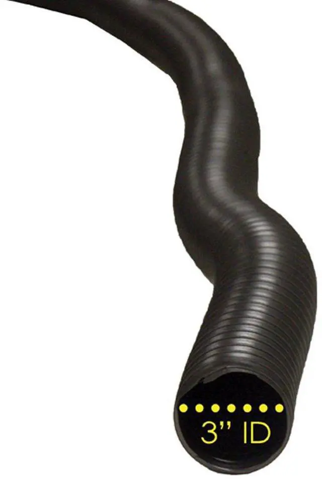 Main image of PE Flex (Ultra Flexible) Black - Blower Hose - 3" ID x 25ft Length Hose (Fully Stretched)