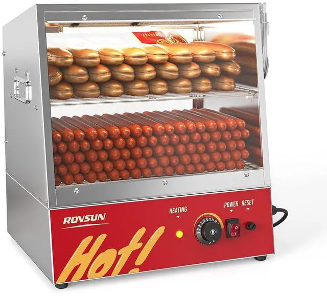Main image of Hot Dog Steamer 175 Hot Dogs & 40 Buns Capacity, 32QT/30L Hut Steamer Hot Dog Steamer and Bun Warmer Cooker 2-Tier with Removable Shelves Food Clip for Concession Stand Party Event