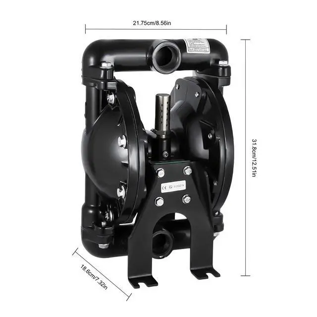 Alt view image 3 of 6 - Air-Operated Double Diaphragm Pump 1 inch Inlet Outlet Aluminum 35 GPM Max 120PSI for Industrial Use