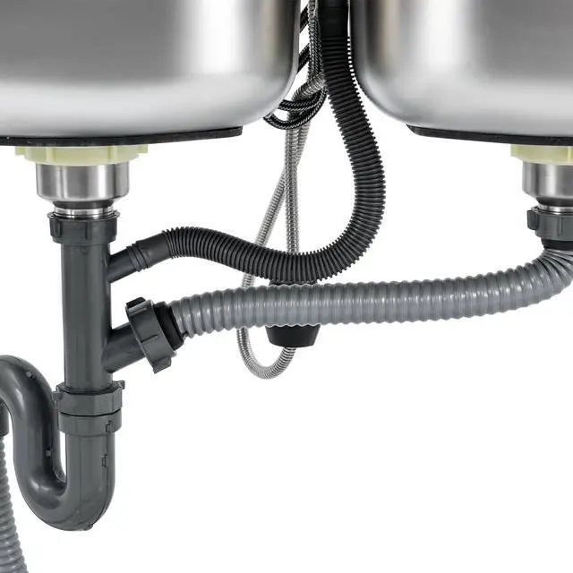 Alt view image 4 of 6 - Stainless Steel Sink, Commercial Restaurant Kitchen Sink, Freestanding Double Bowl Sink Set with Worktop and Faucet for Indoor and Outdoor