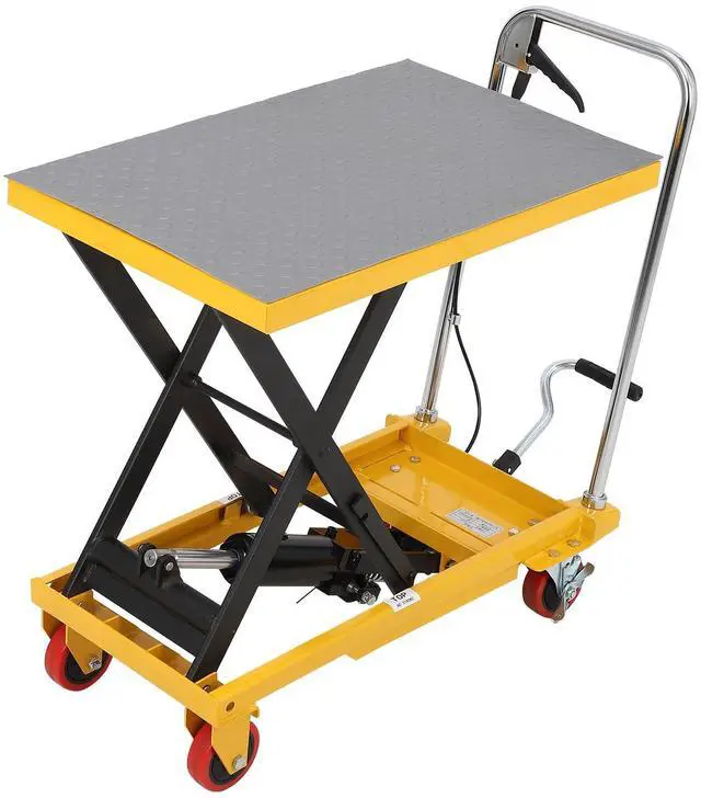 Main image of Hydraulic Lift Table Cart 330lbs, Lift Table Capacity 28.4" Lifting Height, Manual Single Scissor with 4 Wheels and Non-Slip Pad Thickness 3mm for Material Handling and Transportation