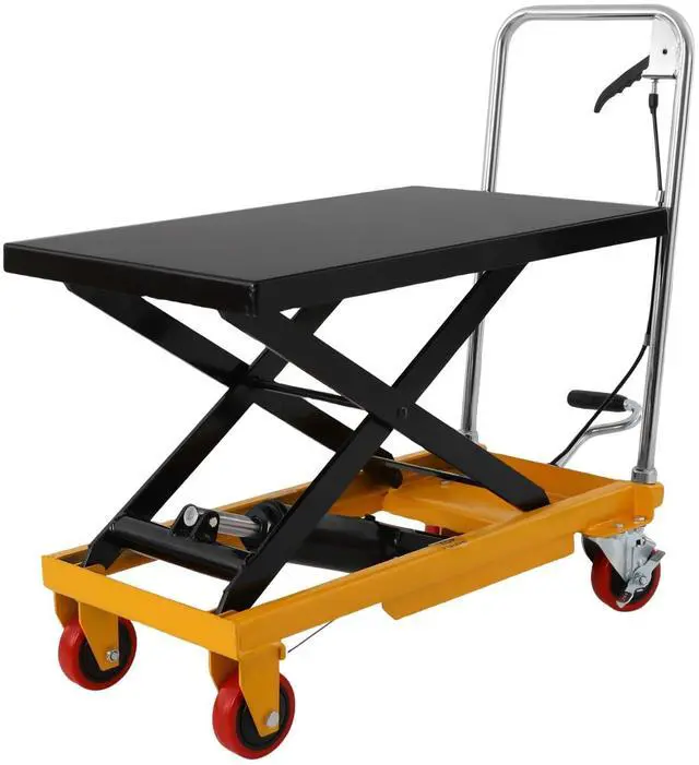 Main image of Hydraulic Cart Lift Table, 500Lbs Manual Double Scissor Lifts Table with 4 Wheels 28" Lifting Height Hydraulic Lift Tables for Material Handling and Transportation 30.5" H Black